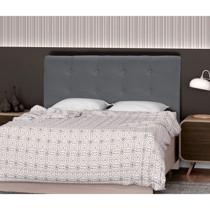 Cabeceira Casal Queen Cama Box 160cm para Quarto Stambul Suede Cinza M11 - D'Rossi