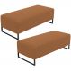 Kit 02 Puffs Decorativo Sala de Estar Bali W01 Base Ferro 120x50 cm Bouclê Terracota - Lyam Decor