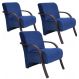 Kit 3 Poltronas Para Sala de Espera Recepção Azul Marinho Em Suede Com Braços de Madeira Decorativa Confortável Até 120 kg - PSM