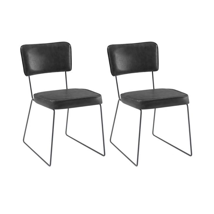 Conjunto Duas Cadeiras de Jantar Roma Courissimo Preto Base Aço Preto - OOCA Móveis