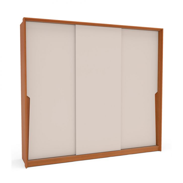 Guarda-roupa Casal Porto 3 Portas 4 Gavetas Freijó E Creme
