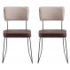 Kit 2 Cadeiras Decorativas F53X1 Corano Marrom Linho Bege Dmobiliario