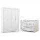 Jogo de Quarto Infantil Tutto New Guarda Roupa 4 Portas e Berço Branco Soft com Capitonê - Matic Móveis
