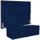 Kit Cabeceira Cama Box Queen 160cm Calçadeira Baú Dália W01 Facto Azul Marinho - Lyam Decor
