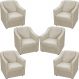 Kit 6 Poltronas Decorativas Para Sala Mila Suede Bege Pé De Plástico - Clique E Decore