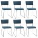 Kit 6 Cadeiras de Jantar Decorativa Base Aço Preto Luigi Linho Azul Jeans G17 - Gran Belo
