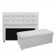 Kit Cabeceira e Calçadeira Copenhague 140 cm Casal Corano Branco - Amarena Móveis