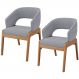 Kit 02 Cadeiras de Jantar e Estar Living Estofada Lince L02 Suede Cinza - Lyam Decor