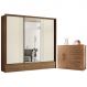 Guarda Roupa Casal 3 Portas e Cômoda 5 Gavetas Paris Jatobá