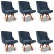 Kit 6 Cadeiras Estofadas Base Giratória de Madeira Lia Suede Azul Marinho - Ibiza