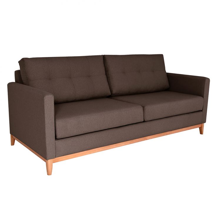 Image of Sofá 3 Lugares Carlo Veludo Marrom E Mel 220 Cm PLA-SO964UP80KDBMOB