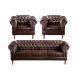 Conjunto Sofá Chesterfield 3 Lugares E 2 Poltronas Dom Pedro - Couríssimo Café