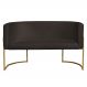 Namoradeira 2 Lugares Decorativa Luana Base Gold Veludo Marrom - Montanaris Decor