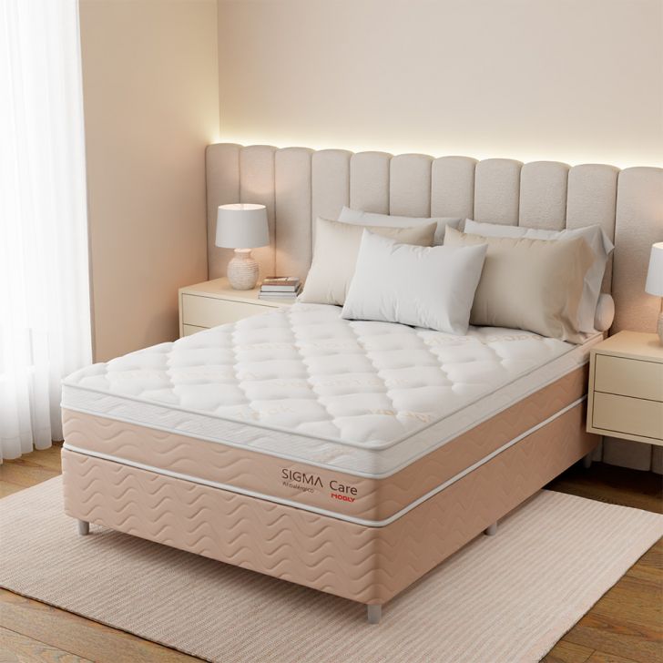 Cama Box Com Colchão Viúva Sigma Care Antialérgico (23x128x188)