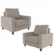 Kit 02 Poltronas Decorativas Para Sala De Estar E Recepção Malta L02 Linho Bege - Lyam Decor