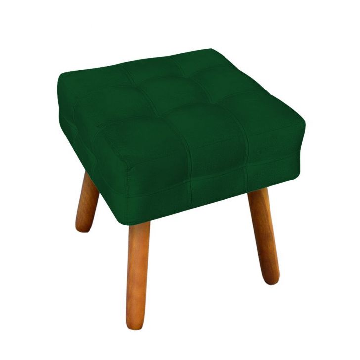 Puff Elisa Suede Verde Pés Palito Castanho D'Rossi