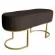 Banco | Banqueta Recamier Estofado Luana Base Gold Veludo Marrom - Montanaris Decor
