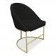 Cadeira Poltrona de Jantar Bela Suede Preto Base Metálica Industrial Dourado - Pallazio