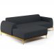 Sofá 3 Lugares com Chaise Esquerdo Sala de Estar Molino 245cm D02 Linho Chumbo D-465 - Lyam Decor