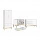 Dormitório Classic 2 Portas, Cômoda com Porta Branco com Pés Madeira Natural e Colchão D18 - Reller Móveis