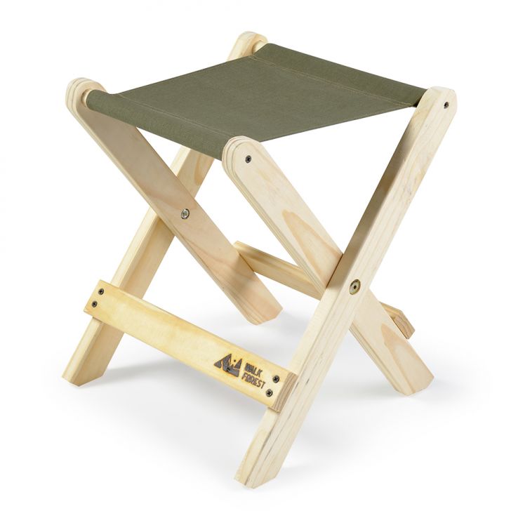 Banco | Banqueta Dobrável Camping Madeira e Verde