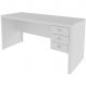 Mesa para Escritório Reversível 155 cm 3 gavetas Branco