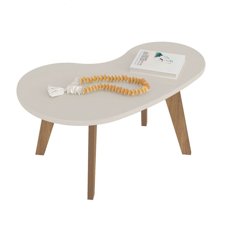 Mesa de Centro Orgânica Off White e Carvalho