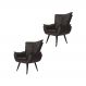 Kit 02 Poltronas Decorativas Emília Aba Pés Palito Suede Preto - DS Móveis