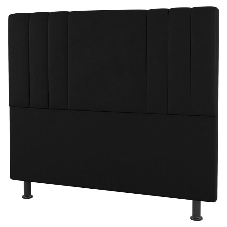 Cabeceira Cama Box Solteiro Grace 90cm Suede Preto - Desk Design