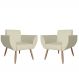 Combo 02 Poltronas Decorativa Flora Pés Palito Suede Bege - DS Estofados