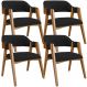 Kit 04 Cadeiras Para Sala de Jantar e Estar Living Estofada Suran L02 Bouclê Preto - Lyam