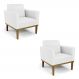 Kit 2 Poltronas Decorativas Isabella Pés Fixo em Madeira Castanho PU Branco G19 - Gran Belo