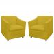 Combo 02 Poltronas Decorativa Tilla Pés Cromados Suede Amarelo - DS Estofados