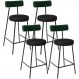 Kit 04 Banquetas Baixa Bar Cozinha Sala De Jantar Milão L02 Facto Verde Musgo Preto - Lyam Decor