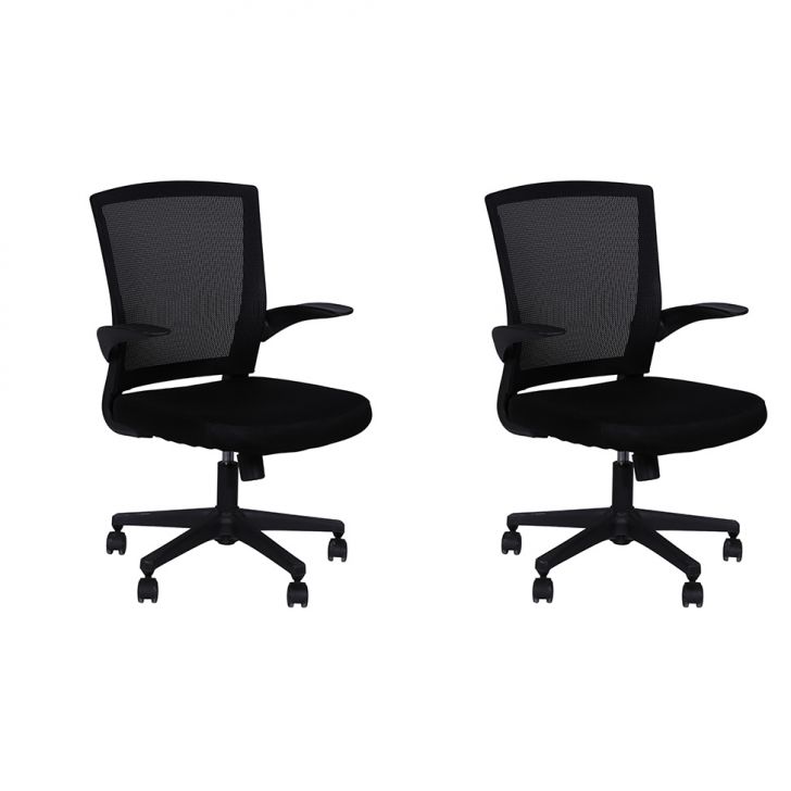 Conjunto com 2 Cadeiras de Escritório Interlocutor Giratória Milão Preto
