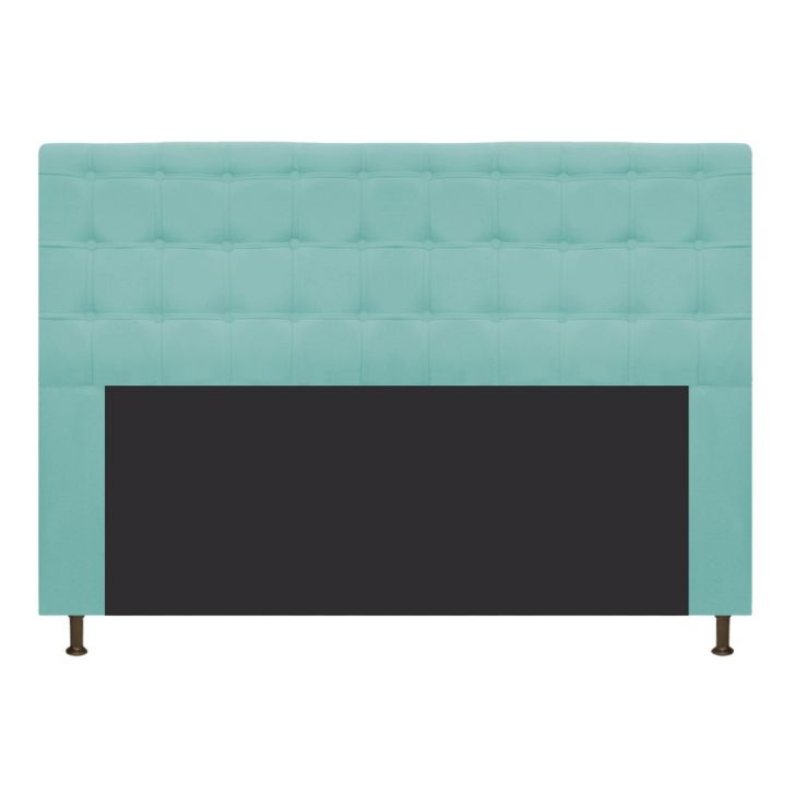 Cabeceira Estofada Dama 195 cm King Size Com Botonê Suede Azul Tiffany - Amarena Móveis