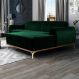 Sofá 245cm 4 Lugares com Chaise Direito Pés Gold Molino B-303 Veludo Verde Musgo - Domi