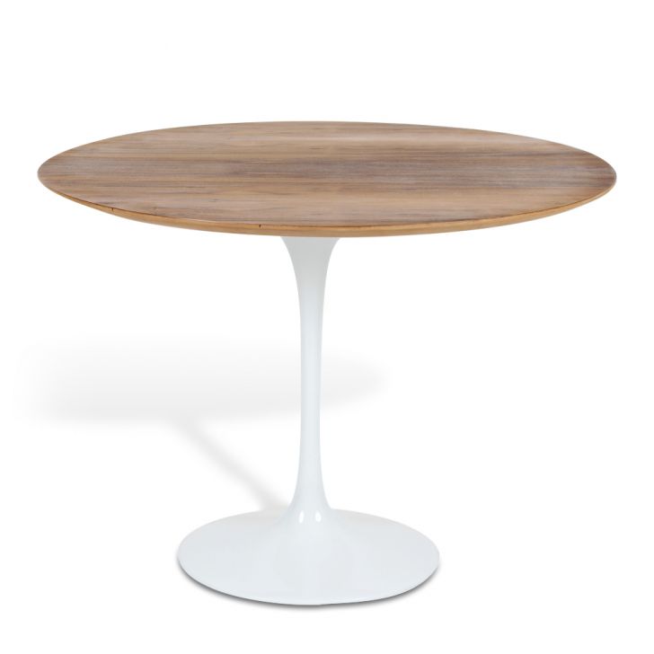 Mesa Saarinen Tulip Redonda Imbuia 107cm Base Branca