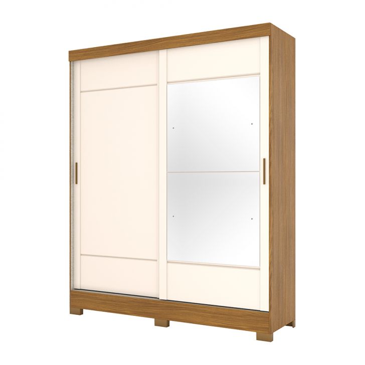 Guarda-roupa Casal Com Espelho Istambul 2 Portas Nature E Off White