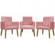 Kit 3 Poltronas Decorativa Para Sala Recepção Manicure Consultório Mari Suede Rosê