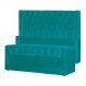 Conjunto Cabeçeira mais Calçadeira Baú Casal Emma Suede Azul Turquesa