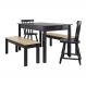Mesa de Jantar Ditália 2Bancos | Banquetas 2Cad JA-220+JA-225 Cor:Preto