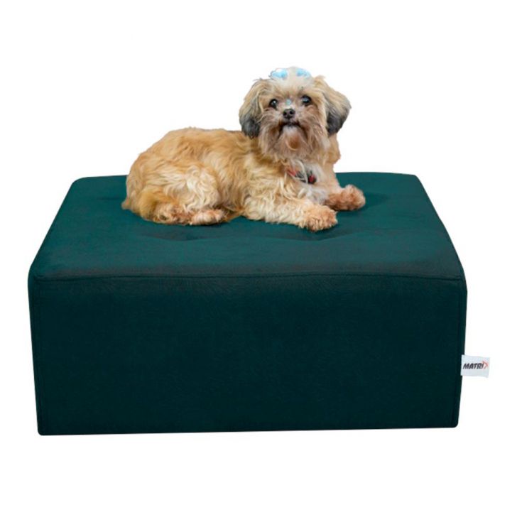 Cama Box Para Cachorro e Pet Quadrado Confortável Luna Tecido Maserati Azul Matrix