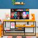 Rack de TV Style Industrial de Ferro e Madeira Carvalho e Preto