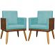 Kit 2 Poltronas Decorativa Para Sala Recepção Consultório Cadeira Lis Corino Peroba e Suede Azul Turquesa