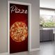 Adesivo de Porta Pizza Fundo Vermelho-93X210Cm