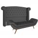 Cabeceira Cama Box Casal King 195cm Provença com Calçadeira Vêneto Z37 Linho Chumbo - Mpozenato