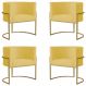 Kit 4 Poltronas Decorativa Sala de Estar Luana Base Gold Suede Amarelo - Montanaris Decor