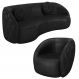 Sofá Decorativo 3 Lugares 288cm com Almofadas e Poltrona Zion M22 Sintético Preto - Mpozenato