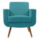 Poltrona Decorativa Pés Palito Cristal Suede Azul Turquesa - DS Estofados